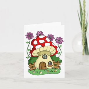 Carte Maison de Champignon Mignonne Et Fleurs Usage Géné