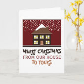 Carte Maison de fête, voeux de Noël (Fleur jaune)