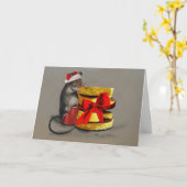 Carte Maison de la souris Noël (Fleur jaune)