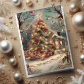 Carte Maison de Noël enneigée magique