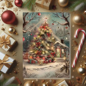 Carte Maison de Noël enneigée magique