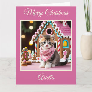 Carte Maison de Noël Kitten et pain d'épice