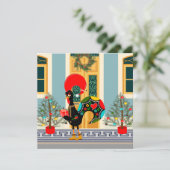 Carte Maison de Noël portugaise avec salutations au coq (Debout devant)