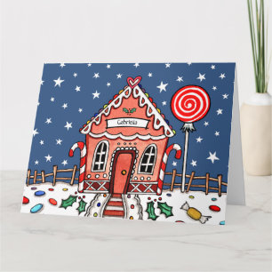 Carte Maison de pain d'épices de Noël personnalisée