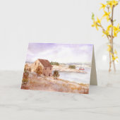 Carte Maison de pêcheur Norvège Côte Peinture à l'aquare (Fleur jaune)