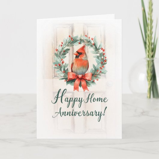 Carte Maison de vacances Anniversaire Cardinal Wreath av (Devant)
