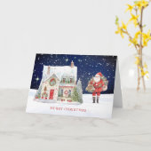 Carte Maison de village de Noël Père Noël (Fleur jaune)