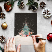 Carte Maison d'hiver enchantée remplie de fête