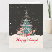 Carte Maison d'hiver enchantée remplie de fête (Devant)