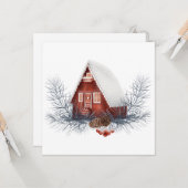 Carte Maison d'hiver festive  (Devant/Arrière en situation)