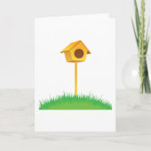 Carte Maison d'oiseaux jaune vif sur l'herbe (Devant)