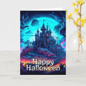 Carte Maison éffrayante ancienne hantée | Bonne Hallowee (Fleur jaune)