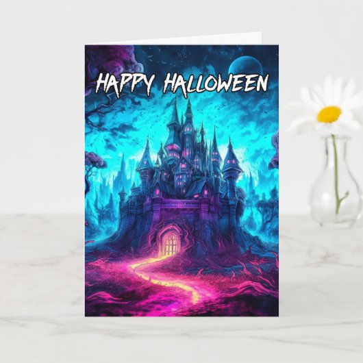 Carte Maison éffrayante et chaleureuse | Bonne Halloween (Petite plante)