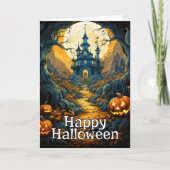 Carte Maison éffrayante hantée - Happy Halloween (Devant)