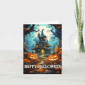 Carte Maison éffrayante hantée - Happy Halloween (Devant)