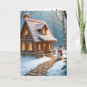 Carte Maison en pain d'épice de Noël avec un bonhomme de