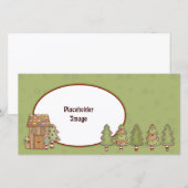 Carte Maison en pain d'épices et arbres (Devant / Derrière)