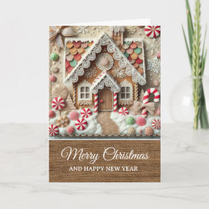 Carte Maison en pain d'épices rustique vintage Joyeux No