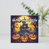 Carte Maison et Citrouilles hantés | Bonne Halloween (Debout devant)