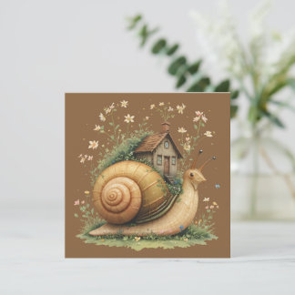 Carte Maison Fantaisiste Cottage Escargot Cottagecore Na