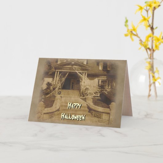 Carte Maison hantée à Halloween (Fleur jaune)