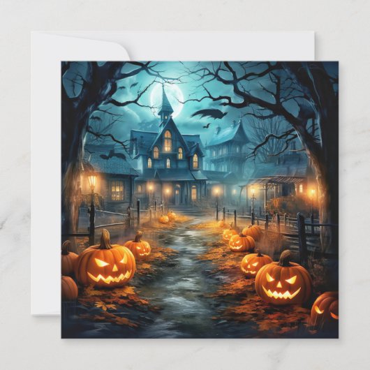 Carte Maison hantée après la nuit heureux Halloween (Devant)