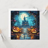 Carte Maison hantée au clair de lune (Devant/Arrière en situation)