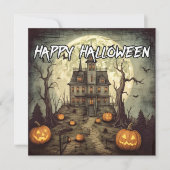 Carte Maison hantée | Bonne Halloween (Devant)