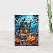 Carte Maison hantée de Citrouilles éffrayants Happy Hall (Devant)