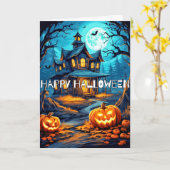 Carte Maison hantée de Citrouilles éffrayants Happy Hall (Fleur jaune)