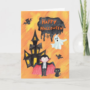 Carte Maison hantée de Dracula pour enfants Halloween