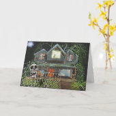 Carte Maison hantée d'Halloween (Fleur jaune)