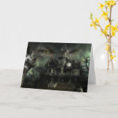 Carte maison hantée d'Halloween (Fleur jaune)