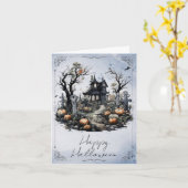 Carte Maison hantée d'Halloween (Fleur jaune)