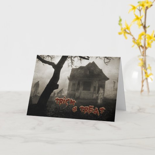 Carte Maison hantée d'Halloween (Fleur jaune)