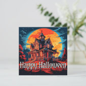 Carte Maison hantée d'Halloween éffrayant (Debout devant)