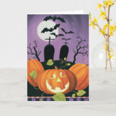 Carte Maison hantée d'Halloween éffrayant (Fleur jaune)