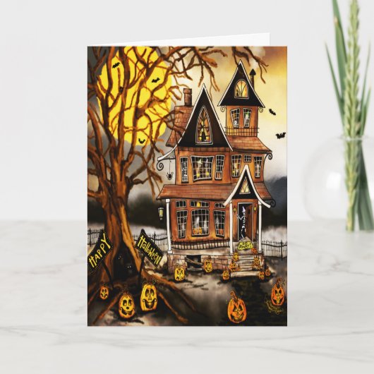 Carte Maison hantée effrayante pour l'Halloween (Devant)