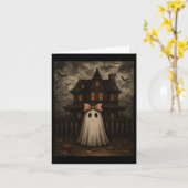 Carte Maison Hantée Fantôme Effrayant Époques Minuit  (Fleur jaune)