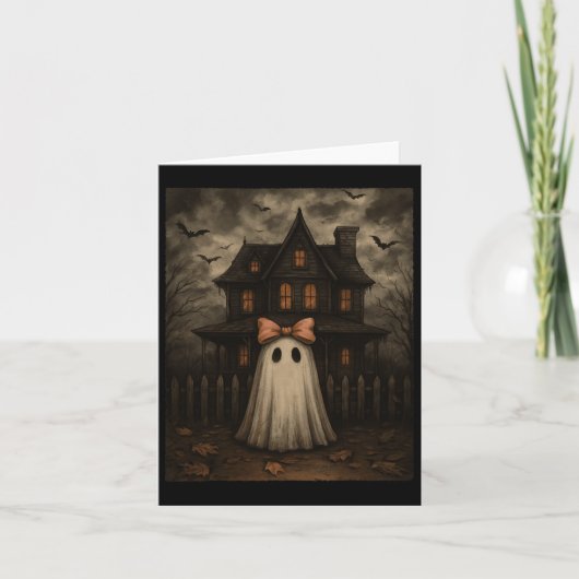 Carte Maison hantée fantôme effrayant spooky vintage min (Devant)