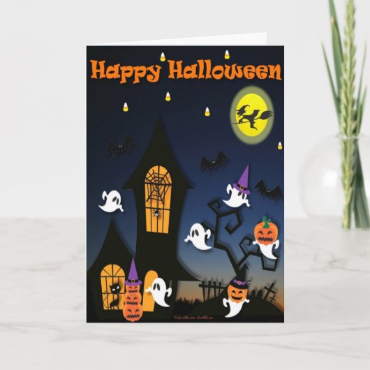 Carte Maison hantée joyeuse Halloween (Devant)