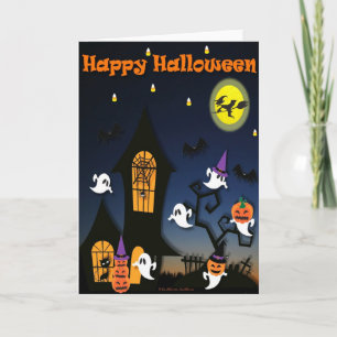 Carte Maison hantée joyeuse Halloween