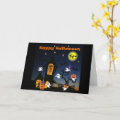 Carte Maison hantée joyeuse Halloween (Fleur jaune)