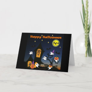 Carte Maison hantée joyeuse Halloween