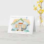 Carte Maison hantée nouveau foyer félicitations. (Fleur jaune)