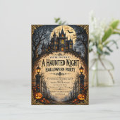 Carte Maison Hantée Soirée Halloween Gothique Hantée (Debout devant)