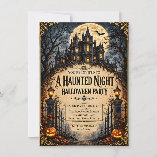 Carte Maison Hantée Soirée Halloween Gothique Hantée (Devant)