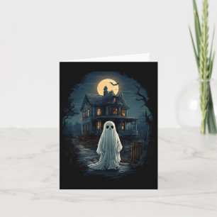 Carte Maison Hantée Vintage Minuit Fantôme Effrayant Épo