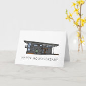 Carte Maison Moderne du Milieu du Siècle Heureux Anniver (Fleur jaune)