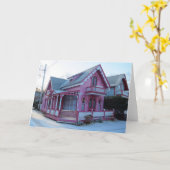 Carte Maison rose en neige - Vignoble de Martha (Fleur jaune)